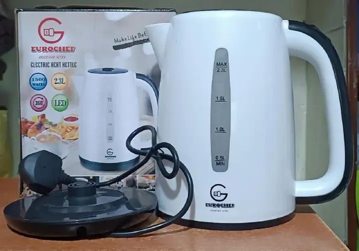 QUICK SELLING!!! Eurochef Electric Kettle Water Heater & Boiler Jug 2.3l It boils water 85% more efficient than stove-top kettle. Concealed stainless steel heating element; Automatic shut-off🔥🔥✔✔