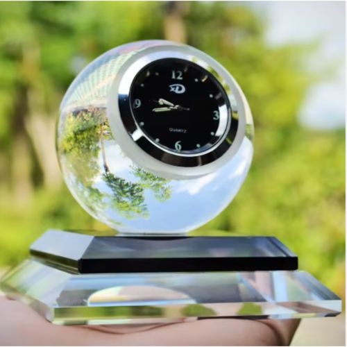 Elegant Crystal Globe Car Perfume Diffuser with Clock – High-Quality Liquid Glass Air Freshener for Vehicle Interior Decoration & Gift