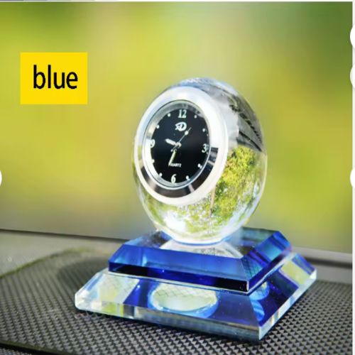 Elegant Crystal Globe Car Perfume Diffuser with Clock – High-Quality Liquid Glass Air Freshener for Vehicle Interior Decoration & Gift