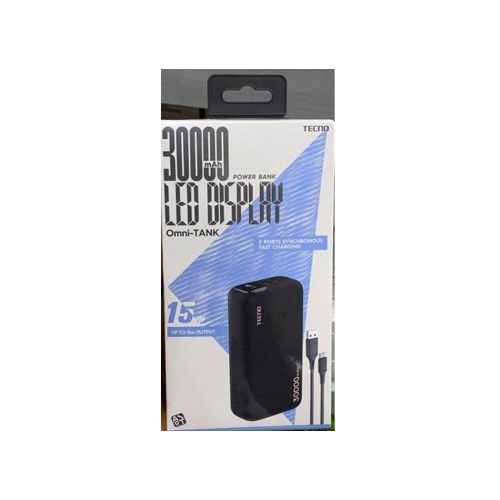 Tecno 3 Way High-Speed Charging 30000mAh Multi-Protection Power Bank