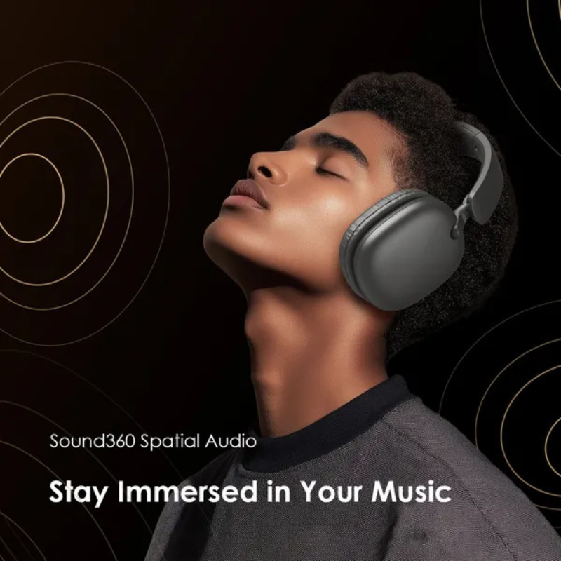Oraimo BoomPop Lite Over-Ear Wireless Bluetooth Headphones ENC 65H Playtime Sound360 Spatial Audio Noise Cancelling Dual Connectivity Low Latency Gaming Foldable 40mm Drivers Type-C Charge Head Phones