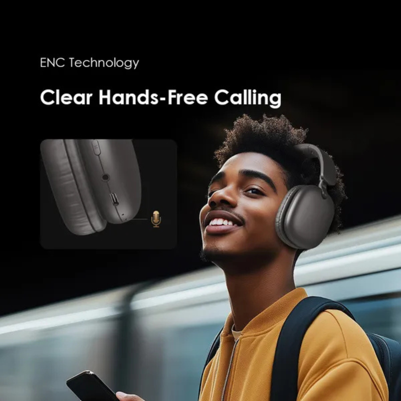 Oraimo BoomPop Lite Over-Ear Wireless Bluetooth Headphones ENC 65H Playtime Sound360 Spatial Audio Noise Cancelling Dual Connectivity Low Latency Gaming Foldable 40mm Drivers Type-C Charge Head Phones