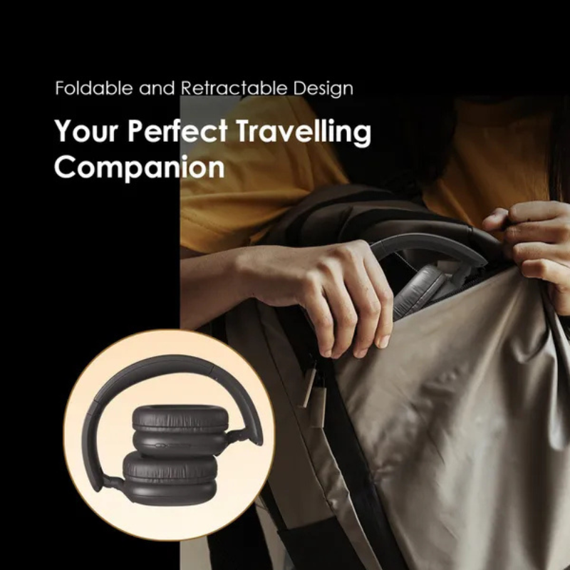 Oraimo BoomPop Lite Over-Ear Wireless Bluetooth Headphones ENC 65H Playtime Sound360 Spatial Audio Noise Cancelling Dual Connectivity Low Latency Gaming Foldable 40mm Drivers Type-C Charge Head Phones