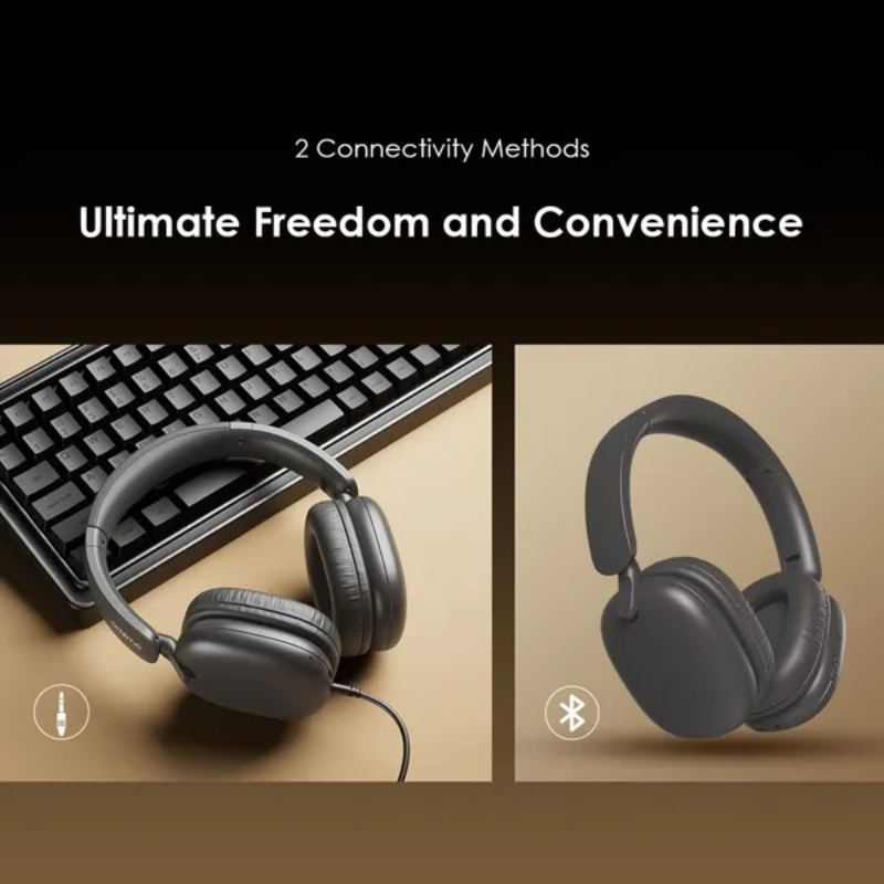 Oraimo BoomPop Lite Over-Ear Wireless Bluetooth Headphones ENC 65H Playtime Sound360 Spatial Audio Noise Cancelling Dual Connectivity Low Latency Gaming Foldable 40mm Drivers Type-C Charge Head Phones