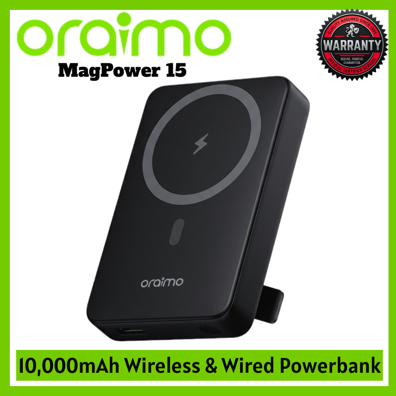 Oraimo MagPower 15 10000mAh Power Bank Wireless Magnetic Powerbank 15W MagSafe Fast Charge 22.5W Wired Power Bank for iPhone Android Smartphone Phone Fast Charging Foldable Stand 3 Device Charger