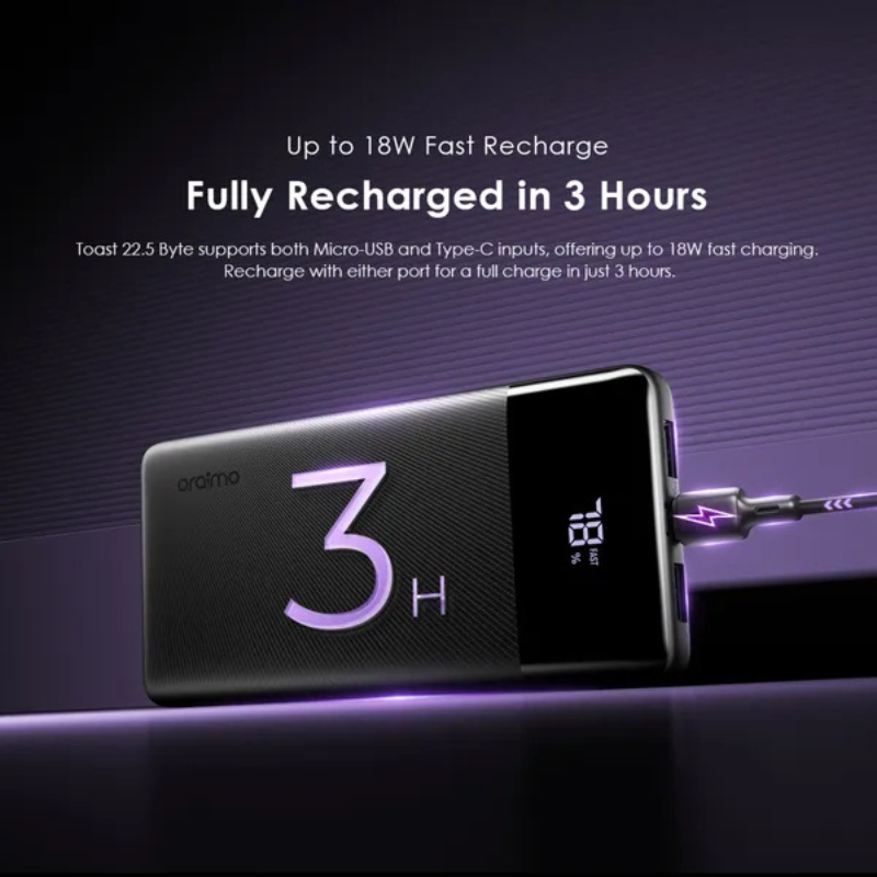 Oraimo Traveller Power Bank 30000mAh 27000mAh 20000mAh 10000mAh 12W Smart Fast Charging Slim Portable Power Bank type C Charging universal Compatibility Powerbank with overcharge protection