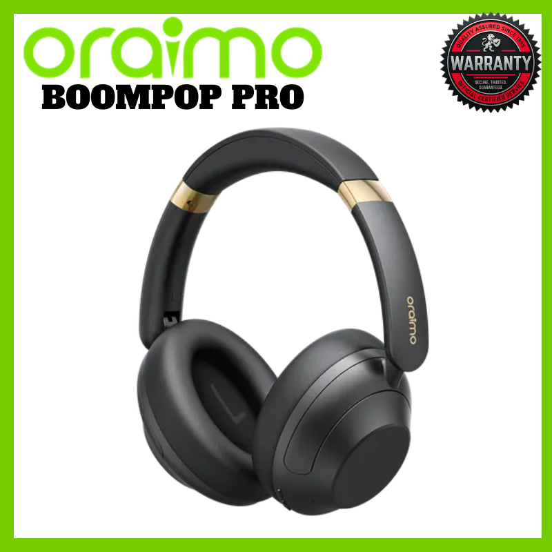 Oraimo BoomPop Pro Headphones Hybrid ANC Bluetooth Wireless Deep Bass 82 Hours Battery Dual Multipoint Touch Swipe ENC Calls Compatible with Smart Phones Laptops and Earbuds for Gaming Travel Office