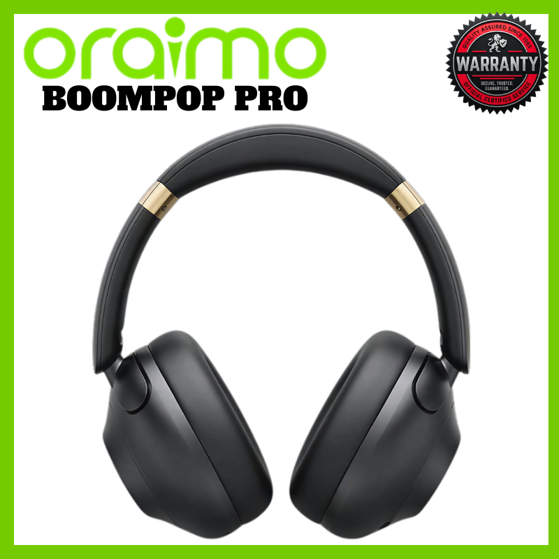 Oraimo BoomPop Pro Headphones Hybrid ANC Bluetooth Wireless Deep Bass 82 Hours Battery Dual Multipoint Touch Swipe ENC Calls Compatible with Smart Phones Laptops and Earbuds for Gaming Travel Office