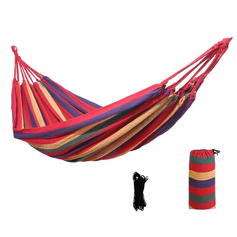 Large Portable Cotton Hammock for 2 Adults – Heavy-Duty Double Camping Hammock (300KG Capacity), Foldable Outdoor Garden Swing Bed for Travel, Beach & Backyard