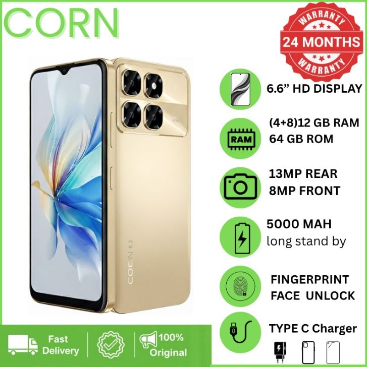 CORN PLAY S25      BRAND NEW PHONE   6.7 INCH,50MP MAIN CAMERA ,5000 mAH,45W FAST CHARGE,RUNS ANDriod 15 ,700 nits peak brightness USES TYPE C CHARGING POT 8.0MP FRONT CAMERA