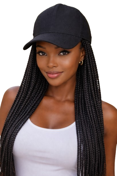 Braided Wig 24 Inch Box Braids Baseball Cap – Ready to Wear Adjustable Cap Wig for Women, Lightweight Natural Look Synthetic Hair, Handmade by Simply Aliah