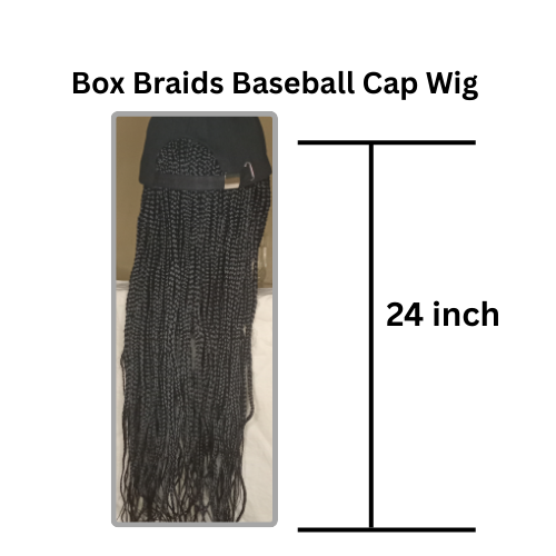Braided Wig 24 Inch Box Braids Baseball Cap – Ready to Wear Adjustable Cap Wig for Women, Lightweight Natural Look Synthetic Hair, Handmade by Simply Aliah