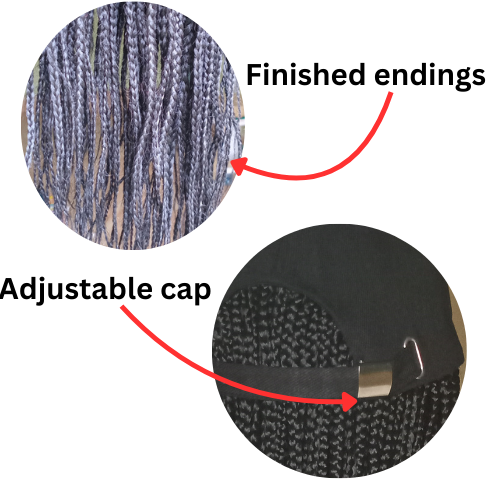 Braided Wig 24 Inch Box Braids Baseball Cap – Ready to Wear Adjustable Cap Wig for Women, Lightweight Natural Look Synthetic Hair, Handmade by Simply Aliah