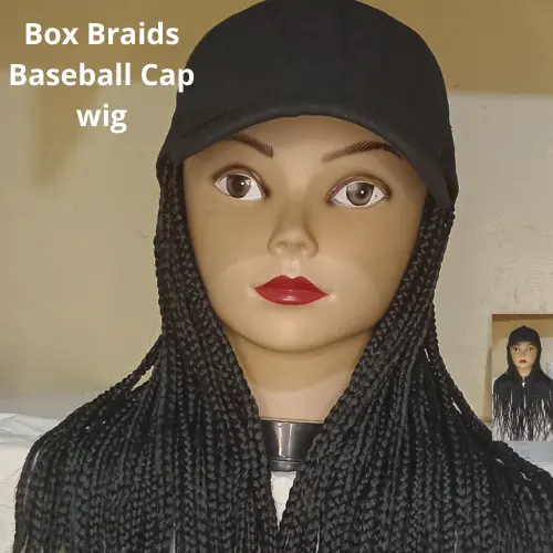 Braided Wig 24 Inch Box Braids Baseball Cap – Ready to Wear Adjustable Cap Wig for Women, Lightweight Natural Look Synthetic Hair, Handmade by Simply Aliah