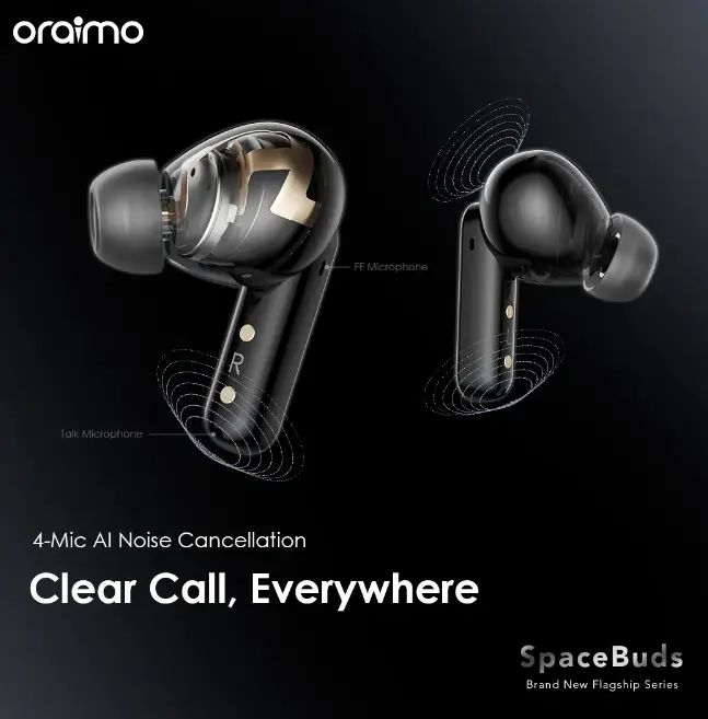 oraimo SpaceBuds Hybrid ANC True Wireless Earbuds Customized Voice Prompt Bluetooth Earphones