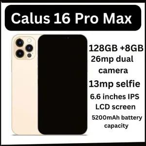 Calus 16 Pro Max Android 14 Smartphone 128GB ROM + 8GB RAM 6.6-inch IPS LCD screen display and 5200mAh battery capacity OCTA-CORE Processor 26MP dual main camera + 13MP Selfie Android Smartphone