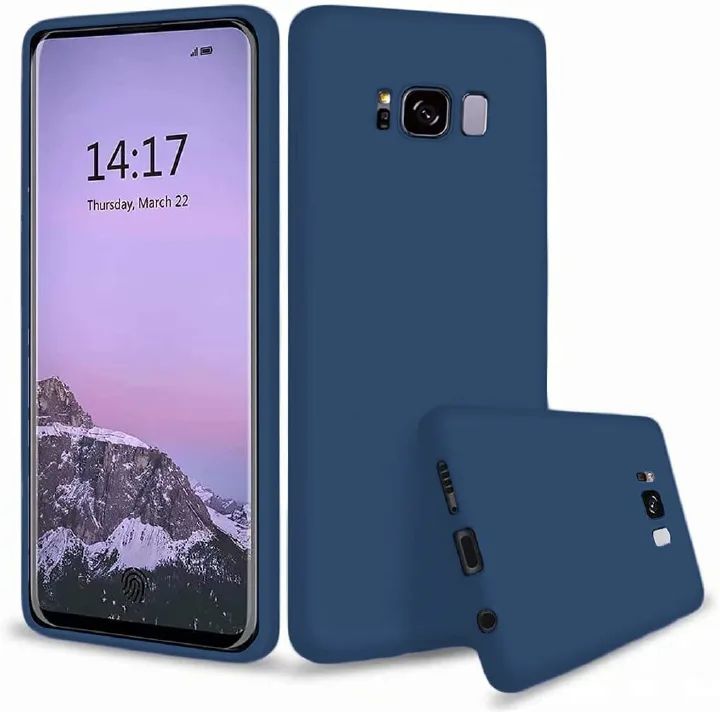 Silicone Case for Samsung Galaxy S8, S8+, Note8 (Choose Correctly for your phone model), s8 Series, Black/Navy Liquid Silicone Phone Cover for Samsung S8, S8 Plus, Note8 (Note 8)