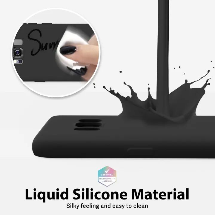 Silicone Case for Samsung Galaxy S8, S8+, Note8 (Choose Correctly for your phone model), s8 Series, Black/Navy Liquid Silicone Phone Cover for Samsung S8, S8 Plus, Note8 (Note 8)