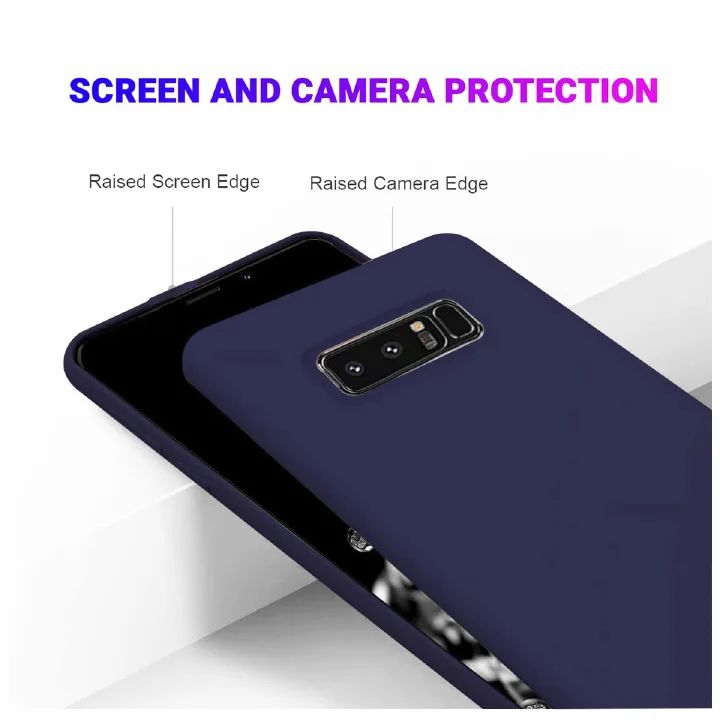 Silicone Case for Samsung Galaxy S8, S8+, Note8 (Choose Correctly for your phone model), s8 Series, Black/Navy Liquid Silicone Phone Cover for Samsung S8, S8 Plus, Note8 (Note 8)