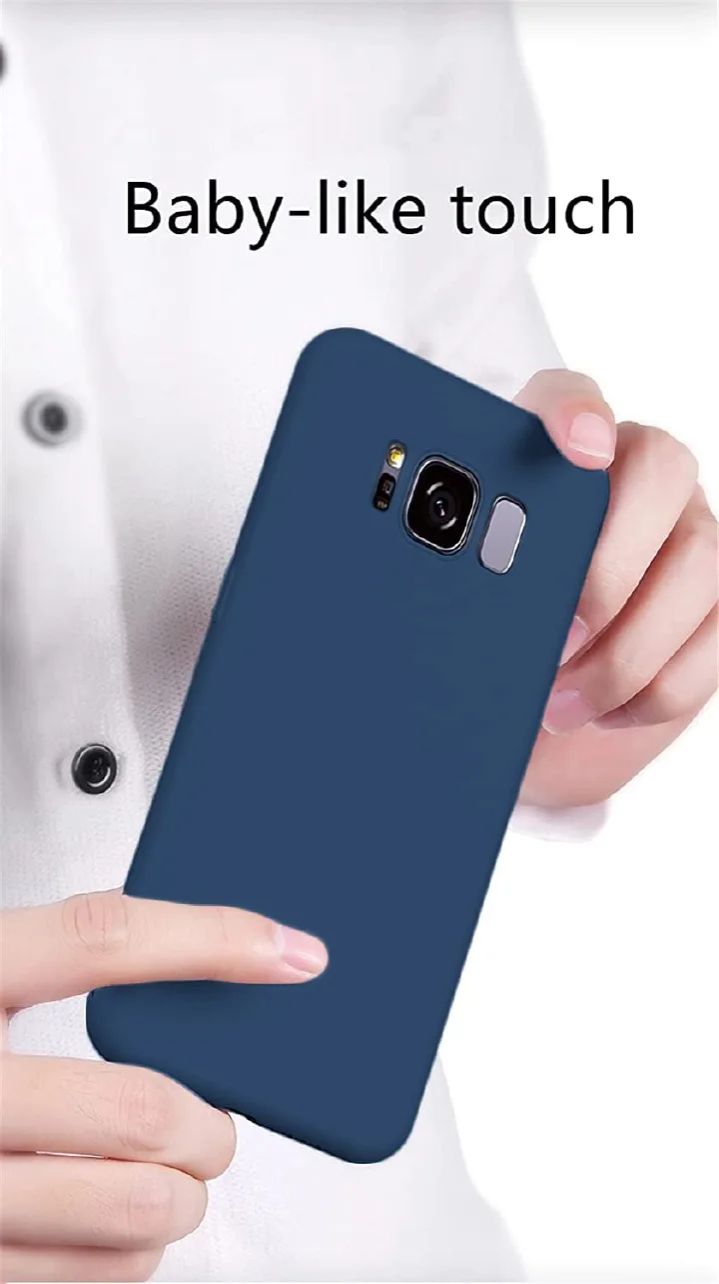 Silicone Case for Samsung Galaxy S8, S8+, Note8 (Choose Correctly for your phone model), s8 Series, Black/Navy Liquid Silicone Phone Cover for Samsung S8, S8 Plus, Note8 (Note 8)