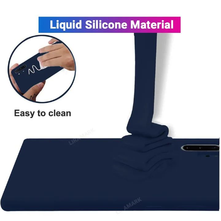 Silicone Case for Samsung Galaxy Note10, Note10+, Note10 5G, Note10+ 5G (Choose Correctly for your phone), Note10 Series, Black/Navy Liquid Silicone Phone Cover Samsung Note10 Plus 5G, Note 10 Plus 5G