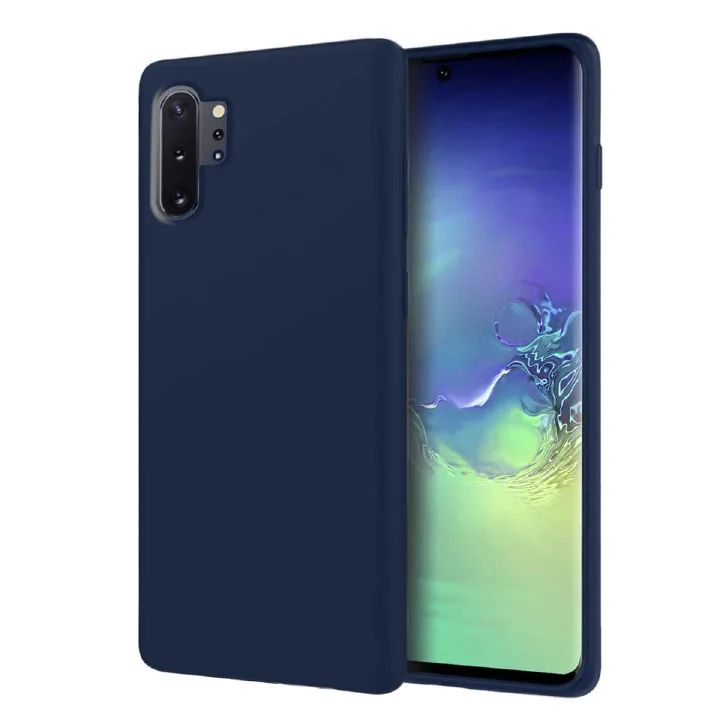 Silicone Case for Samsung Galaxy Note10, Note10+, Note10 5G, Note10+ 5G (Choose Correctly for your phone), Note10 Series, Black/Navy Liquid Silicone Phone Cover Samsung Note10 Plus 5G, Note 10 Plus 5G