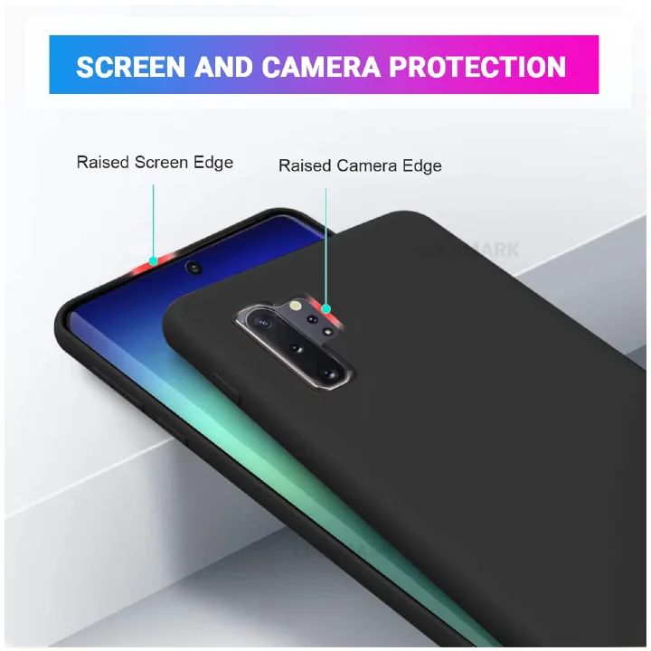 Silicone Case for Samsung Galaxy Note10, Note10+, Note10 5G, Note10+ 5G (Choose Correctly for your phone), Note10 Series, Black/Navy Liquid Silicone Phone Cover Samsung Note10 Plus 5G, Note 10 Plus 5G