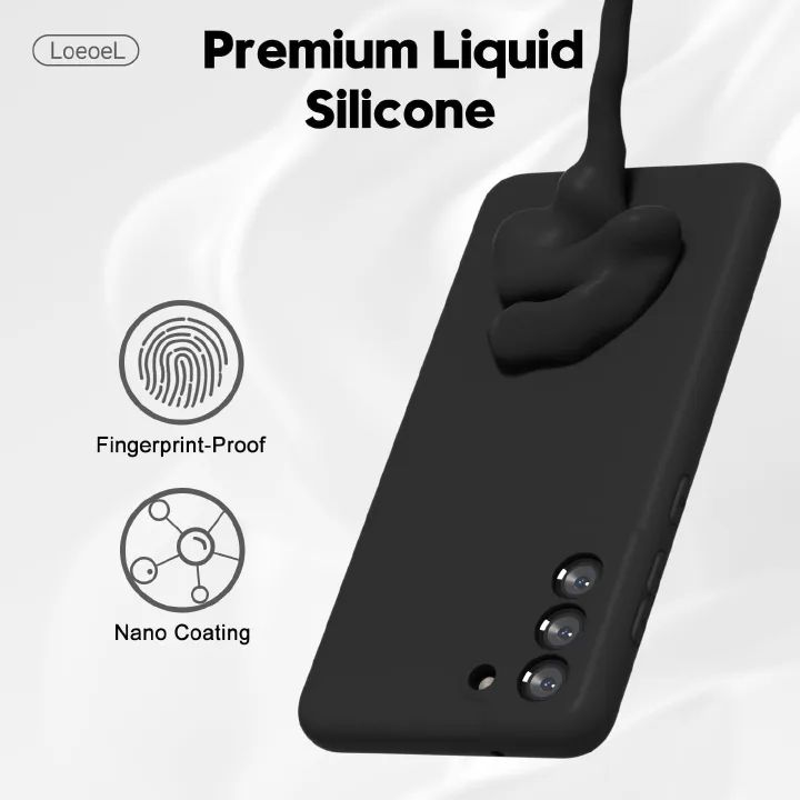Silicone Case for Samsung Galaxy S21, S21+, S21 Ultra, S21 FE (Choose Correctly for your phone model), S21 Series (2021) Black/Navy, Liquid Silicone Phone Cover Samsung s21 s21 Plus S21 ultra S21 FE