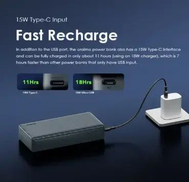 [BLACK FRIDAY OFFER!] NEW  ARRIVALS.  Oraimo Power Bank 30000mAh Powerbox 300 Lit 15W Type-C IN & OUT 3A Fast Charging (111Wh),Multi-Protection Safety System.