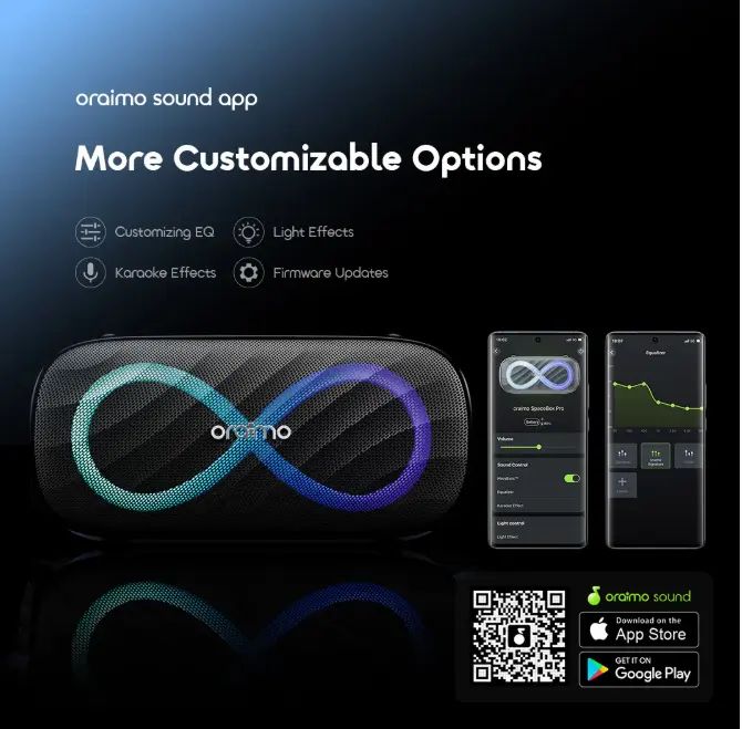 oraimo SpaceBox Pro 80W Karaoke-Support Wireless Bluetooth Speaker 2.1 Channel Surround Sound