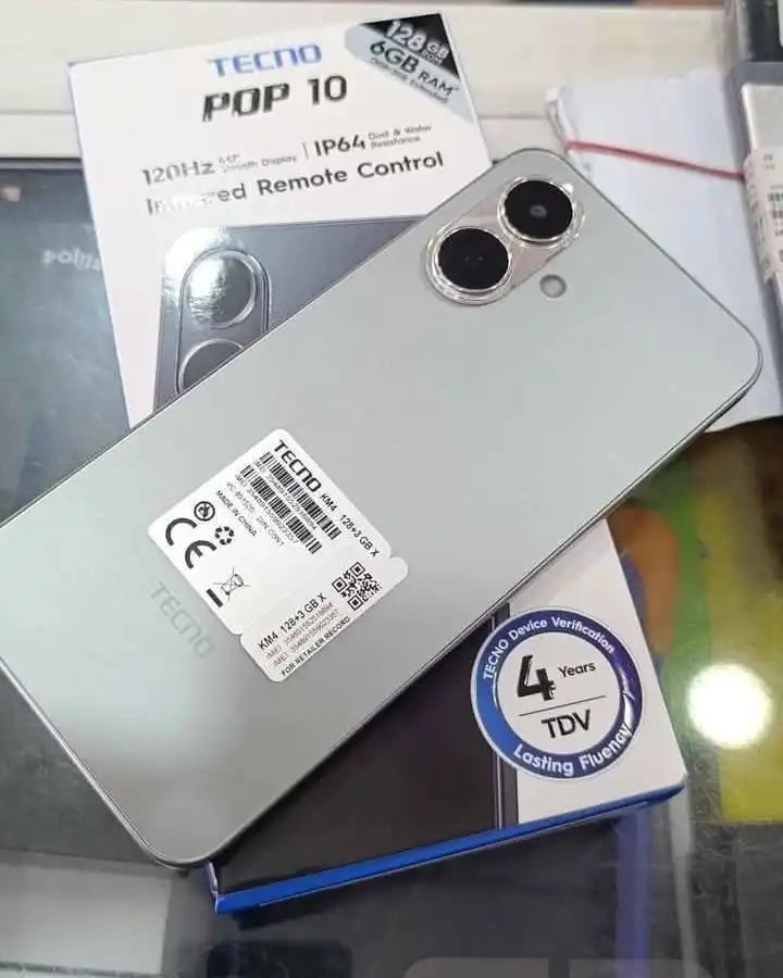 [NEW ARRIVAL]Tecno POP 10 6.6" 64GB Storage + 6GB(3+3Gb)RAM 120Hz Hole Screen Dual Speakers IP54 Waterproof - Android 15 13MP Camera Dual sim 5000mAh- Smartphones