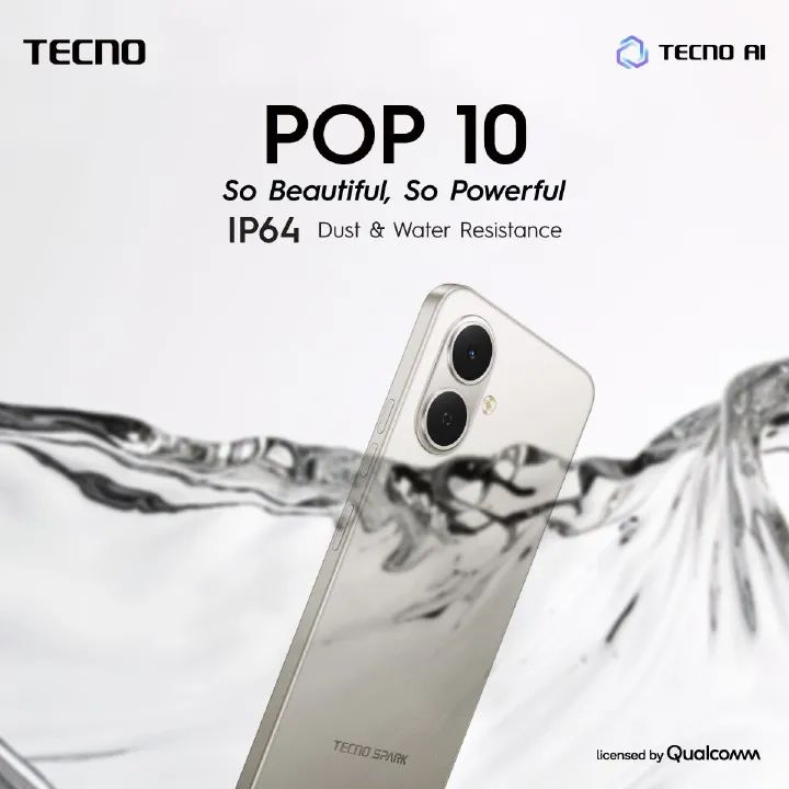 [NEW ARRIVAL]Tecno POP 10 6.6" 64GB Storage + 6GB(3+3Gb)RAM 120Hz Hole Screen Dual Speakers IP54 Waterproof - Android 15 13MP Camera Dual sim 5000mAh- Smartphones