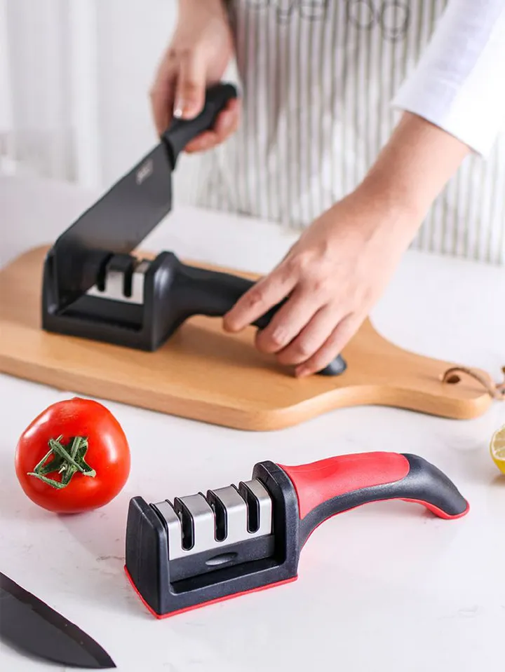 SALE!1
 HIGH QUALITY KNIFE SHARPENER- Maintains sharpness and safety of your kitchen knives. It provides two sharpening stages to restore precision edges. Compatible with a Variety of knives.