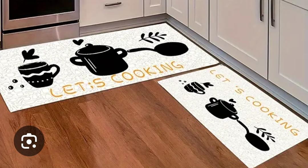 ALERT!!
2 PC KITCHEN MAT/ RAGS- Non slip microfiber material with non skid latex backing material that adds safety around the working area. It adapts beautiful patterns as well as modern design.