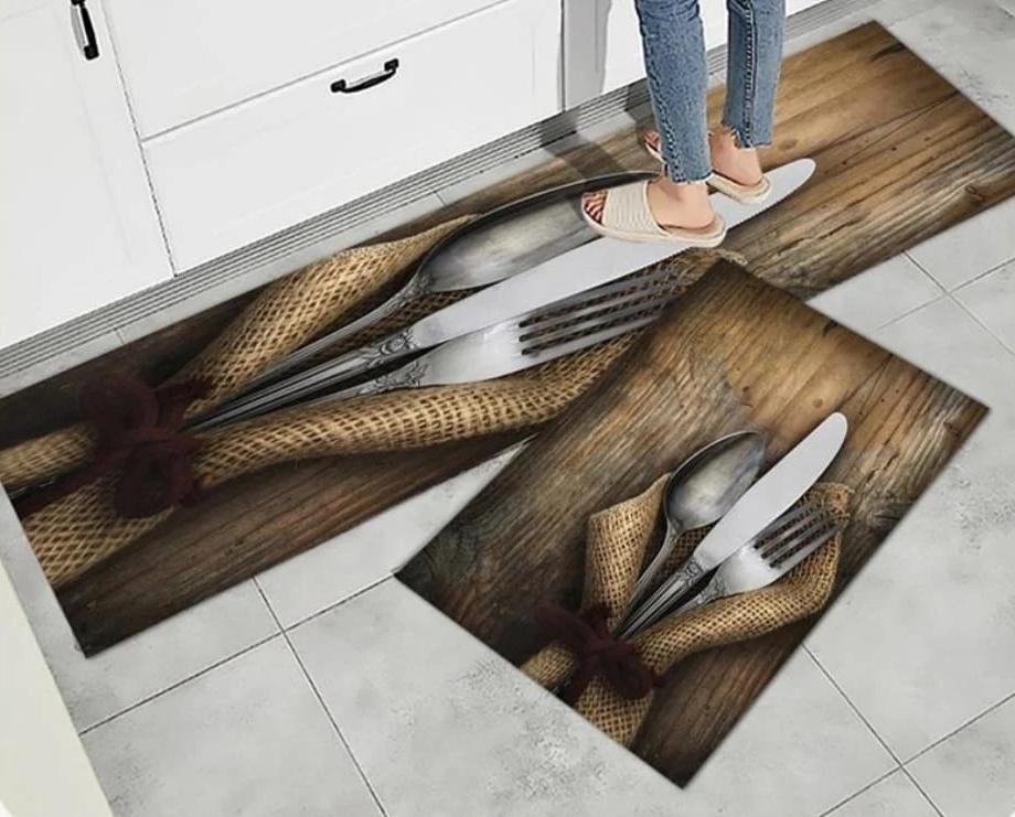 ALERT!!
2 PC KITCHEN MAT/ RAGS- Non slip microfiber material with non skid latex backing material that adds safety around the working area. It adapts beautiful patterns as well as modern design.