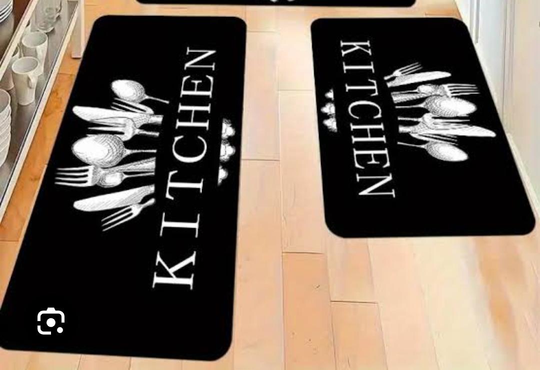 ALERT!!
2 PC KITCHEN MAT/ RAGS- Non slip microfiber material with non skid latex backing material that adds safety around the working area. It adapts beautiful patterns as well as modern design.