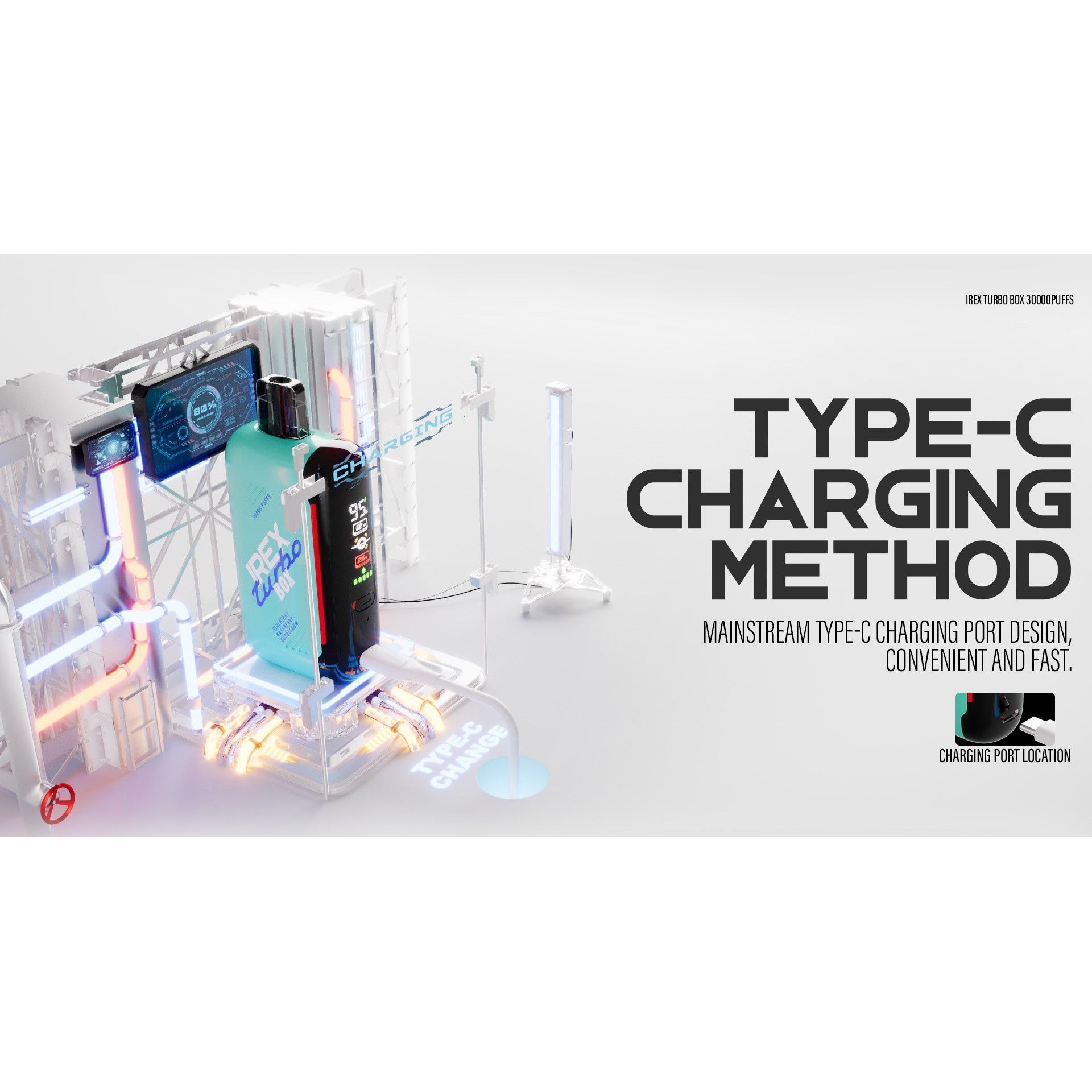 IREX Turbo Box 30,000 puffs Disposable Vape ~ Rechargeable, Smart Display, Turbo Mode (25W), Normal Mode (12W), Adjustable Airflow, 
5% Nicotine