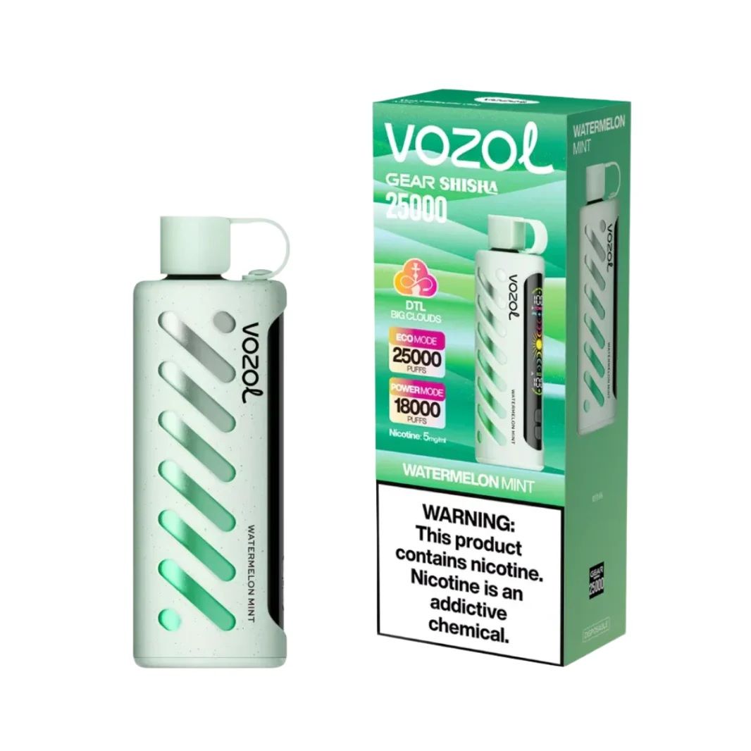 Vozol Gear Shisha 25K Disposable Vape ~ Rechargeable, 2.1-inch Colour Display, Adjustable Airflow, Dual Vape Mode, Audio Interactive, 5mg/ml (0.5%) Nicotine