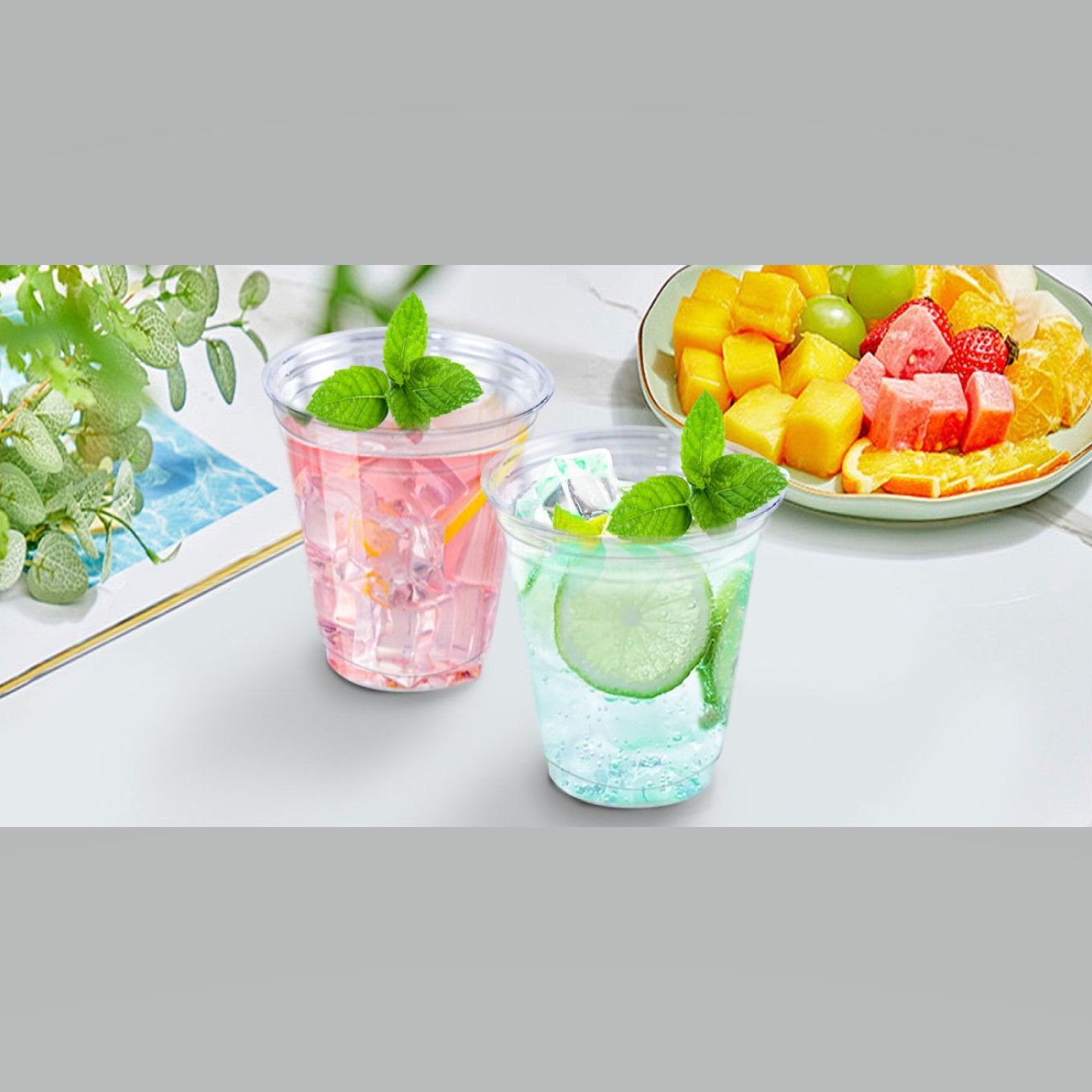 Techpak ~ 50-Pack 400ml Clear Disposable Plastic Glasses