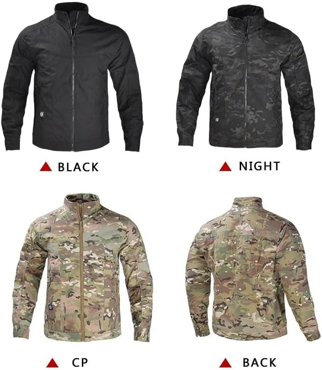 Men's Outdoor Combat Jacket - Full-Zip Camouflage Training Coat Tactical Windbreaker Jacket