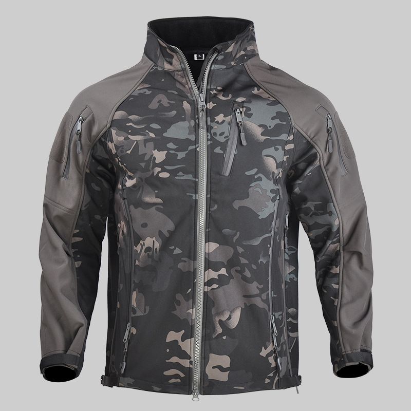 Men’s Soft Shell Tactical Jacket - Water-Resistant Fleece Lined Outdoor Coat Outdoor Soft Shell Jacket - Lightweight Thermal Training Jacket for Hiking