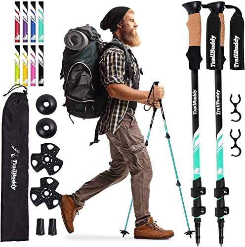 Trail Buddy Lightweight Aluminum Trekking Poles – Adjustable Hiking Sticks with Cork Grips, All-Terrain Accessories 2PCs