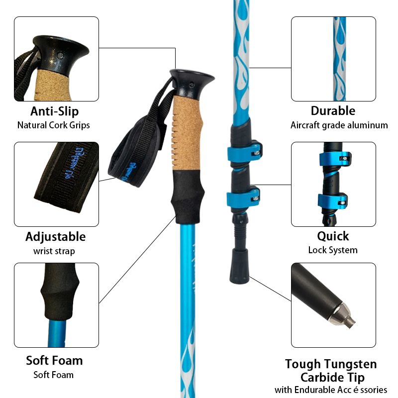 Trail Buddy Lightweight Aluminum Trekking Poles – Adjustable Hiking Sticks with Cork Grips, All-Terrain Accessories 2PCs