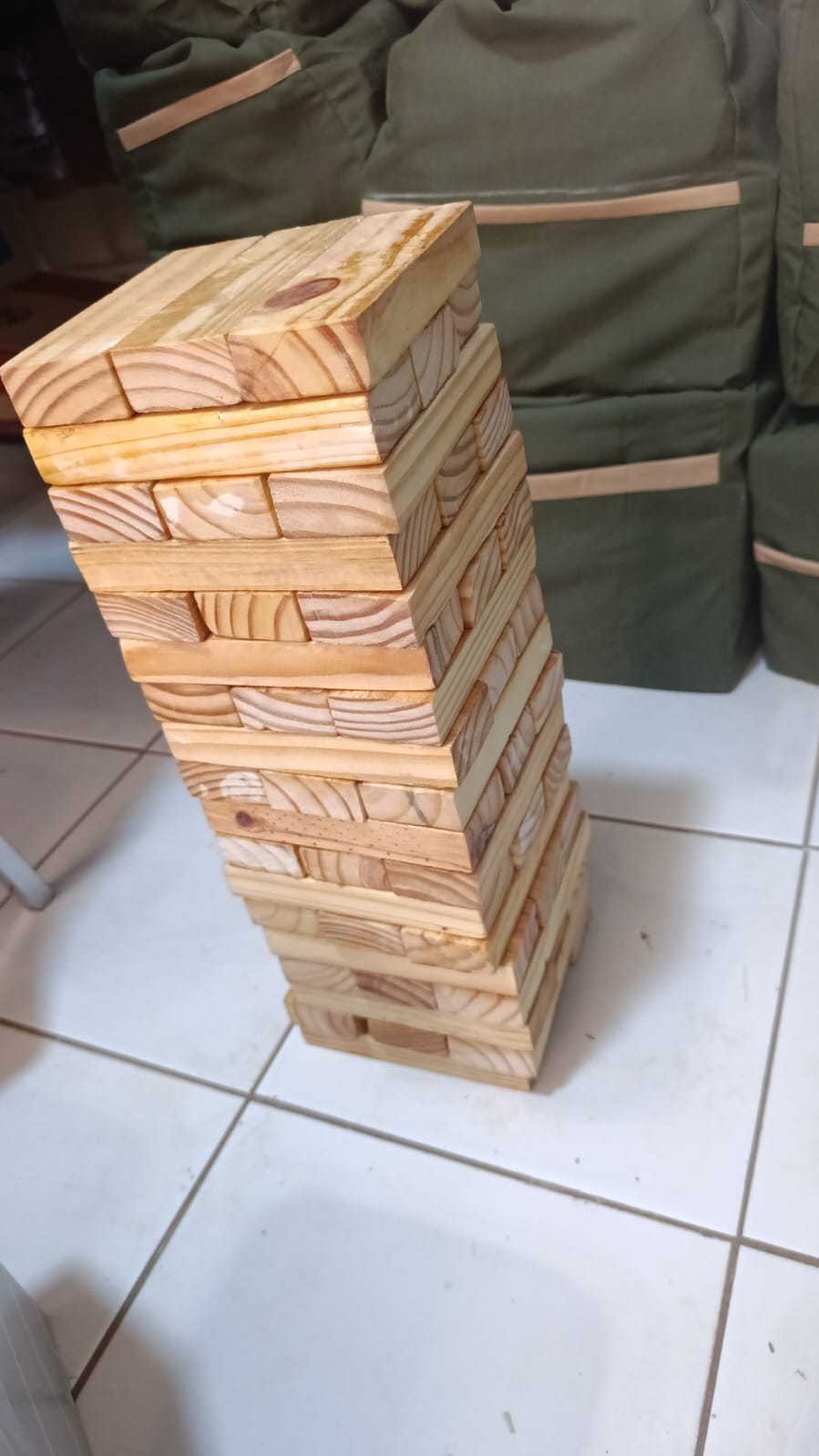 Giant Tumble Jenga Stacking Tower Game Wood Stacking Blocks with Heavy-Duty Carrying Bag – Family Outdoor Party Game for Lawn, Backyard & Events Hand Crafted