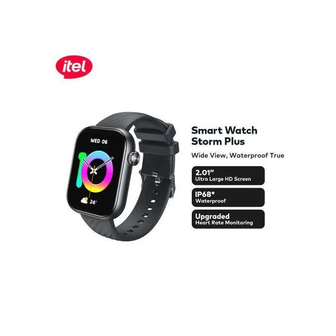 Itel 2.01" HD Water Proof ISW-015 Storm Plus Smart Watch, 7 Days Long Lasting Battery, IP68 Waterproof
