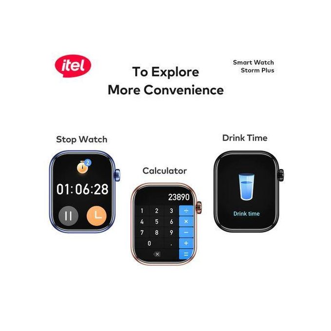 Itel 2.01" HD Water Proof ISW-015 Storm Plus Smart Watch, 7 Days Long Lasting Battery, IP68 Waterproof