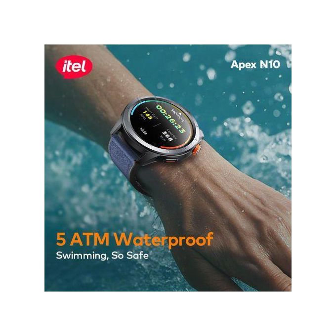 itel Apex N10 Smartwatch 1.43'' Amoled Digital Compass, 5ATM Waterproof, GPS Tracking, Anti-Cracking Glass,Multiple Sports Modes with FREE alternative  Straps