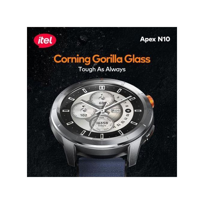 itel Apex N10 Smartwatch 1.43'' Amoled Digital Compass, 5ATM Waterproof, GPS Tracking, Anti-Cracking Glass,Multiple Sports Modes with FREE alternative  Straps