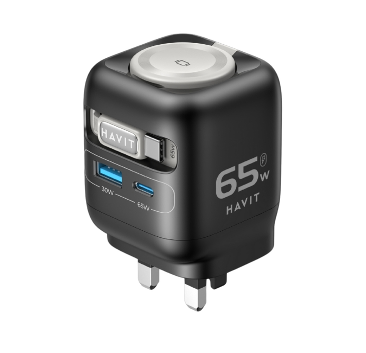HAVIT ProStation 65W GAN Charger with Retractable Cable – UC252