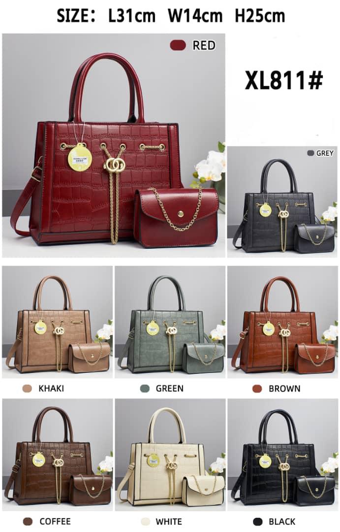 OFFER 🔥 🔥 🔥NEW IN MARKET, LADIES & WOMEN GENUINE LEATHER 2PCS SHOULDER BAGS HANDBAGS & CHAIN SLING BAG.